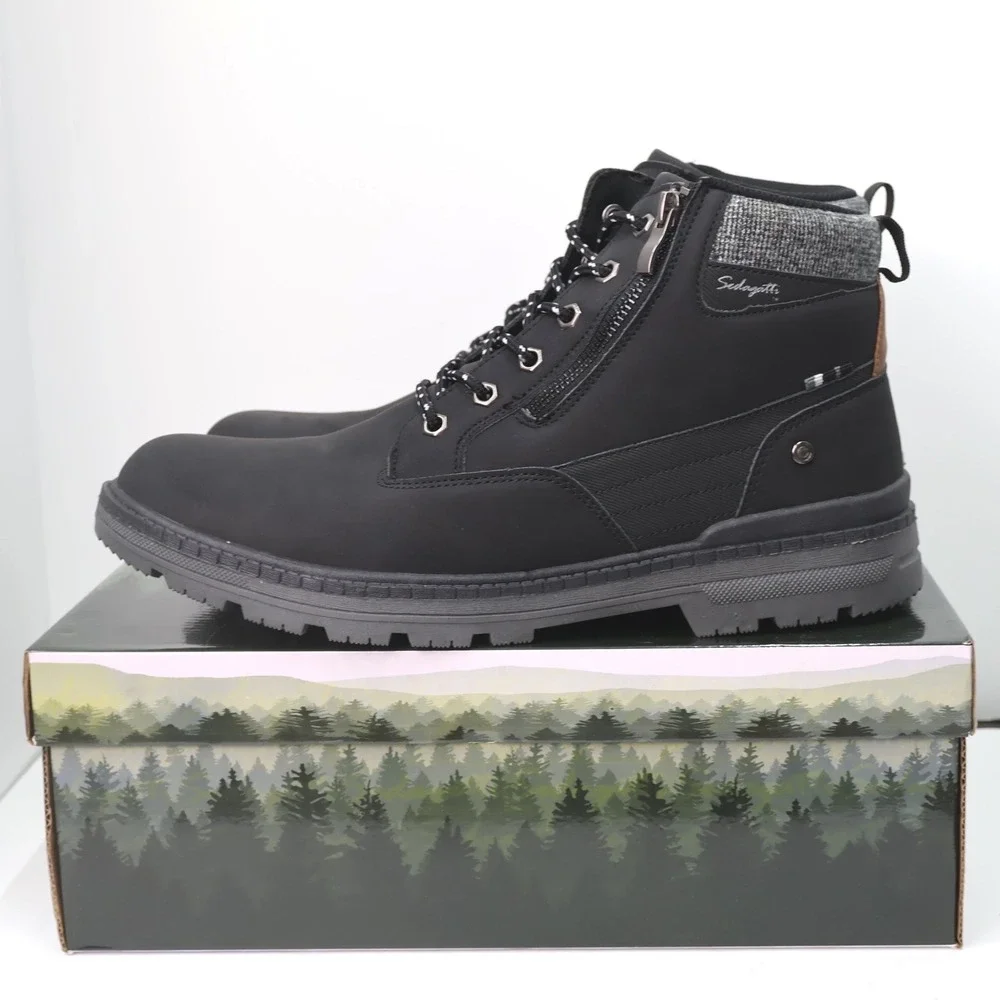 Sedagatti Ankle Boots Mens Size 12 Black New Side Zip Lace Up SED401M Rugged